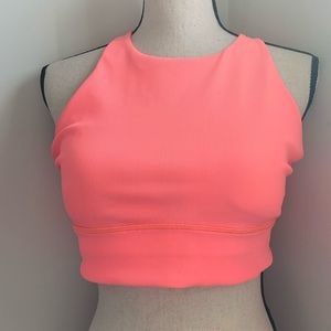 Lululemon Energy High-Neck Longline Ribbed Luxtreme Bra coral color size 12